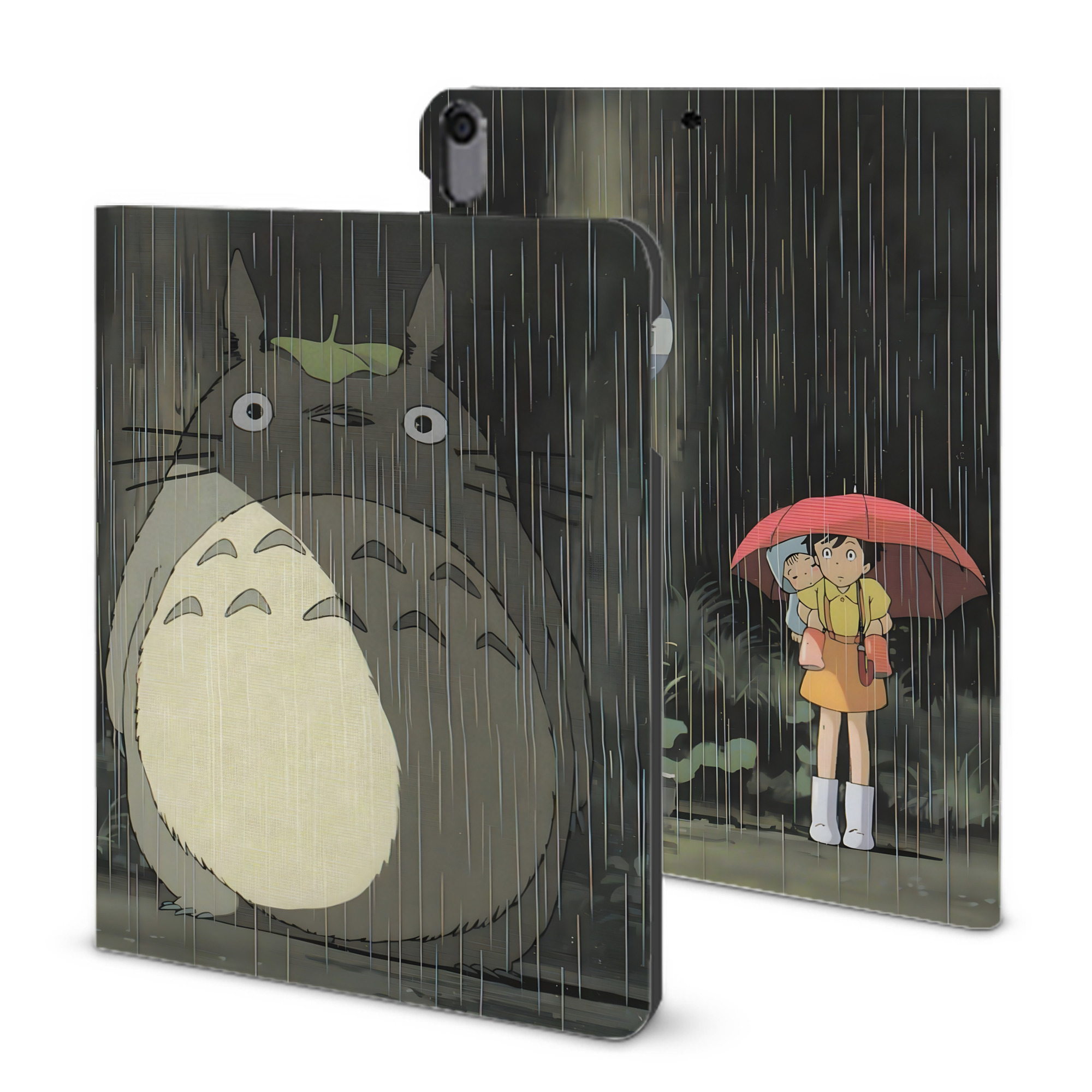 （画像用） となりのトトロ 草壁メイ 草壁サツキ My Neighbor Totoro Satsuki Kusakabe Mei Kusakabe IPad ケース ブック型 PUレザー TPU 耐衝撃 軽量 薄型 ペン収納なし 全面保護 IPad 各モデル対応